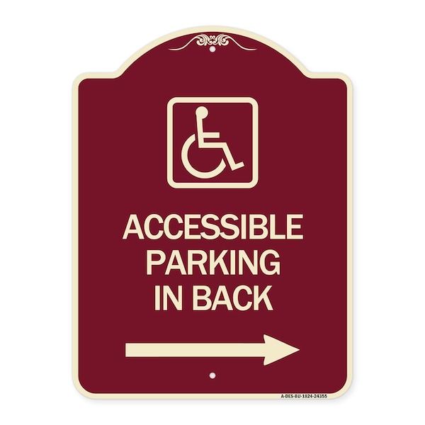 Accessible Parking on Right Arrow W/ Graphic Heavy-Gauge Aluminum Sign, 24" x 18", BU-1824-24355